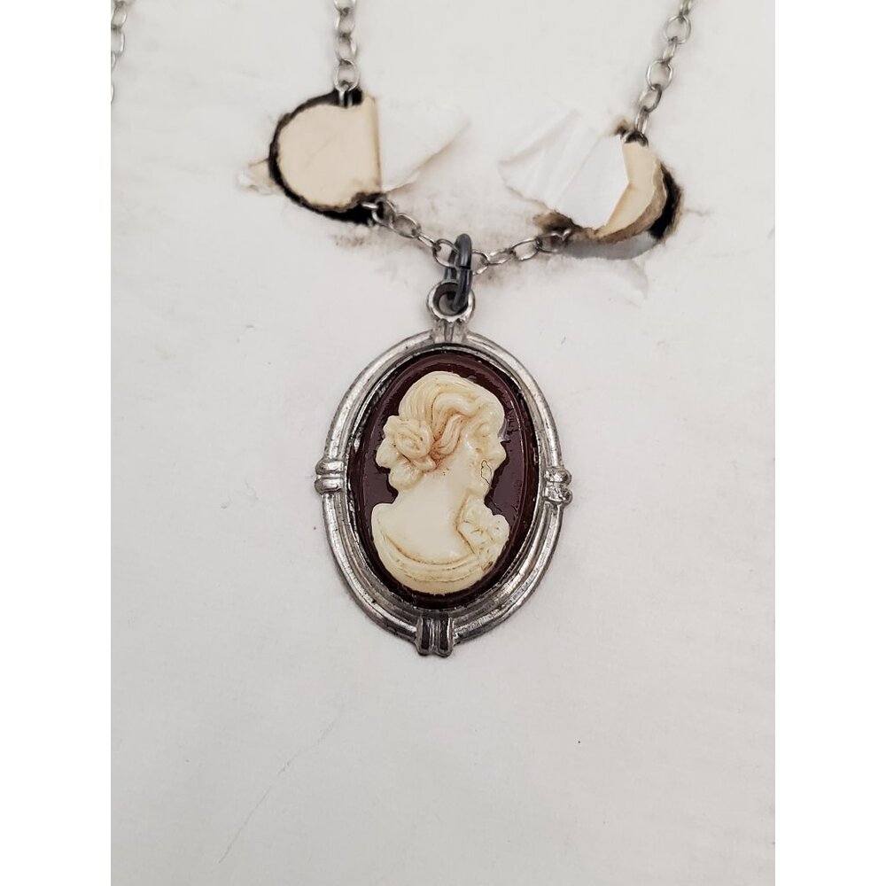 Goddess Cameo Necklace, Sterling silver - Vintage Style Victorian Bridal
